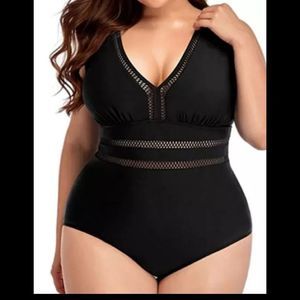 Plus size vintage solid black sexy style woman swim suit top quality please chec
